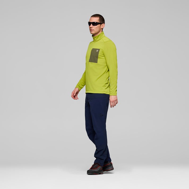 Vyriškas žygio džemperis NORRONA Femund Warm1 Zip Neck golden lime/olive night 4