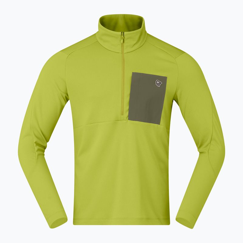 Vyriškas trekingo džemperis NORRONA Femund Warm1 Zip Neck golden lime/olive night 5