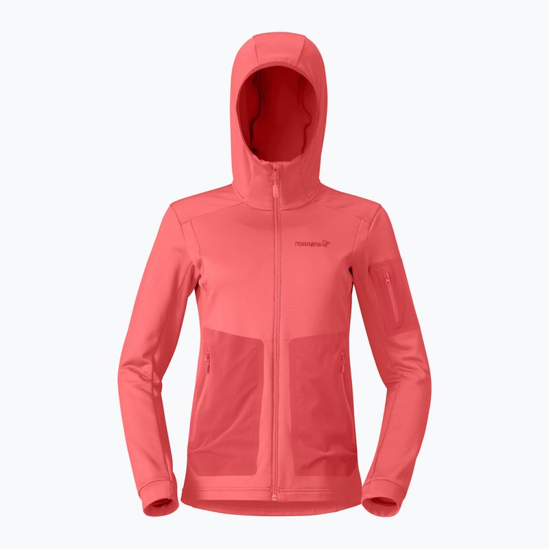 Moteriškas žygio džemperis NORRONA Falketind Warm2 Stretch Hood deep sea coral/baked apple 5