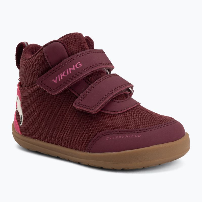Vaikiški barefoot batai Viking Alv Barefoot Mid 2V Waterproof burgundy