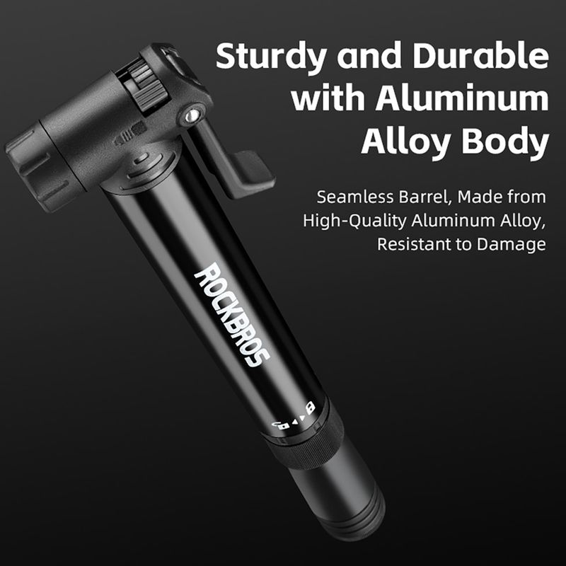 Rockbros dviračių pompa 42320010 120psi juoda 7