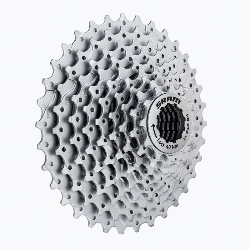 SRAM 07A CS PG-970 11-34 9 greičių sidabrinė dviračių kasetė 00.0000.200.394