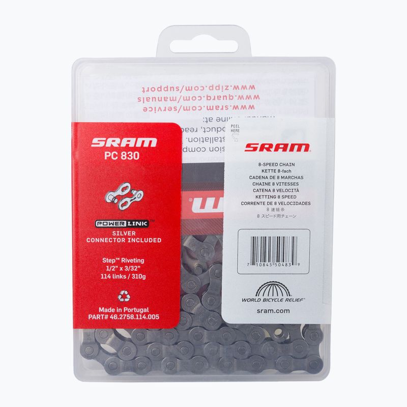Dviračių grandinė SRAM 10 CN PC830 W/ PWR pilka 46.2758.114.005 2