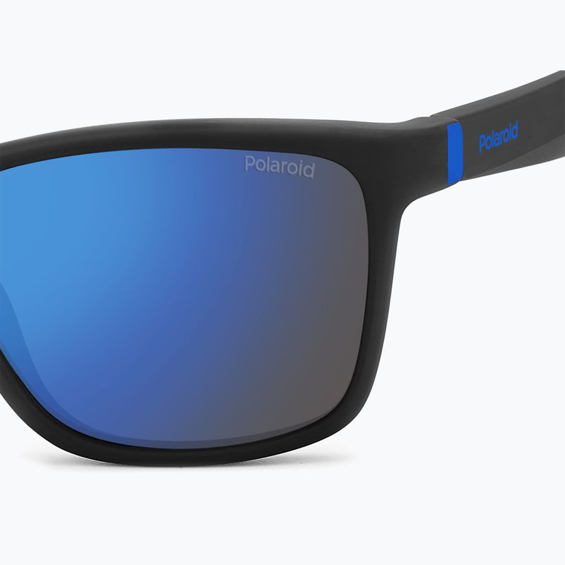 Vaikiški akiniai nuo saulės Polaroid PLD 8057/S matte black/blue mirror polarized 5