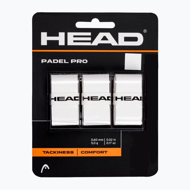 HEAD Padel Pro raketės apvyniojimas 3 vnt. baltos spalvos.