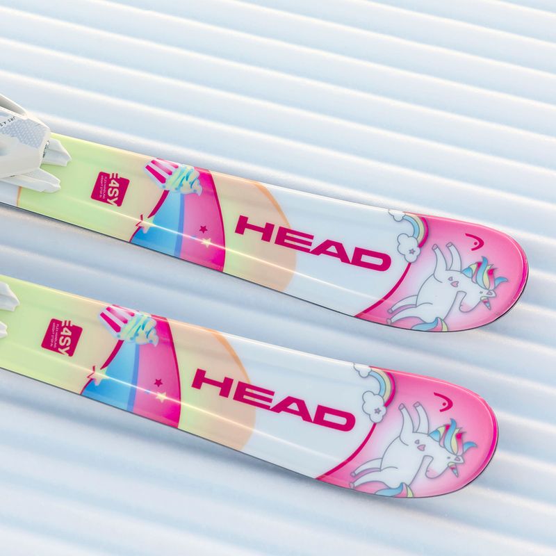 Vaikiškos kalnų slidės HEAD Unicorn Easy JRS + tvirtinimai Jrs 4.5 GW CA white/pink 12