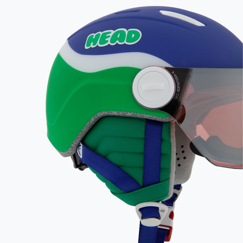 Vaikiškas slidinėjimo šalmas Head Mojo Visor Jr blue/green/silver red 7