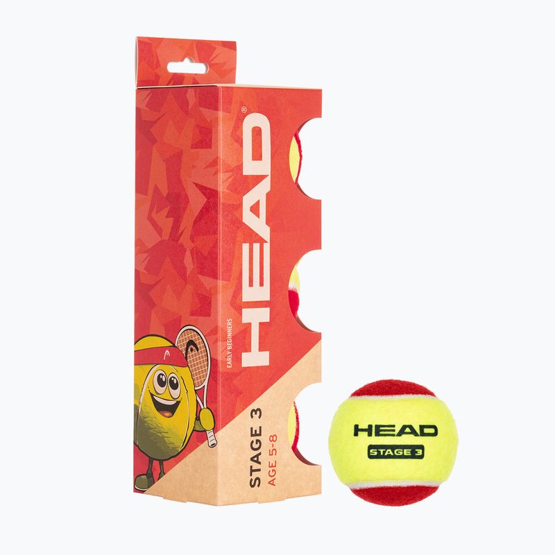Vaikiški teniso kamuoliukai HEAD Stage 3 3 vnt. red