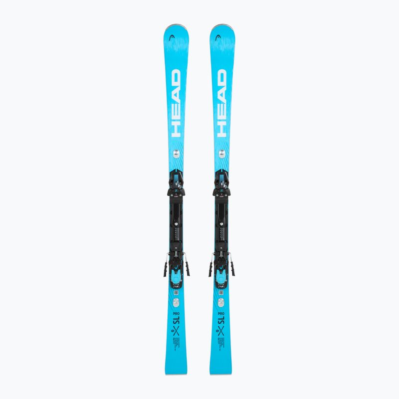 Kalnų slidės HEAD WC Rebels e-SL Pro RP WCR 14 + apkaustai Freeflex 14 GW blue/white