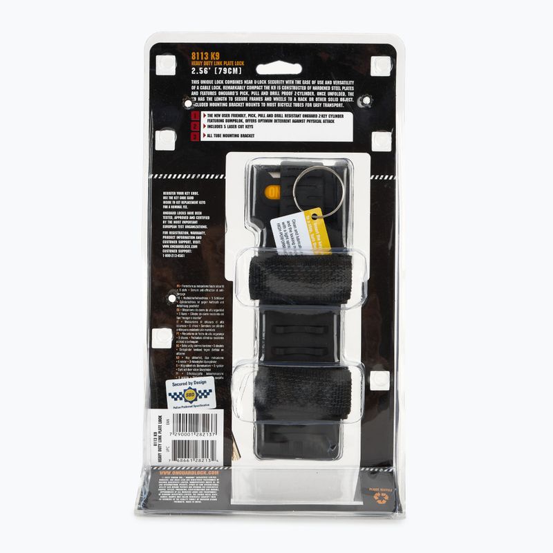 Dviračių užraktas OnGuard Heavy Duty Link Plate Lock K9 FOLDABLE 8113 5 x raktai su geltonu kodu ONG-8113 2