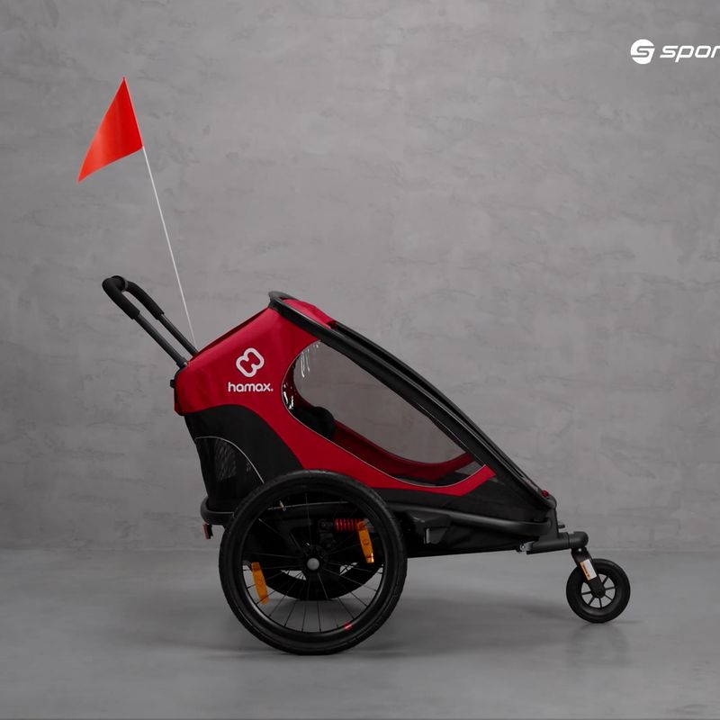 Hamax Outback Twin dviračių priekaba raudona/juoda 10