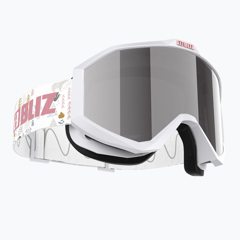 Vaikiški slidinėjimo akiniai Bliz Liner Jr white pink logo/pink&silver mirror