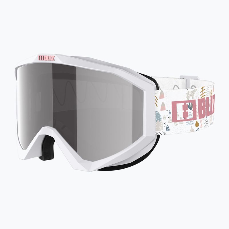Vaikiški slidinėjimo akiniai Bliz Liner Jr white pink logo/pink&silver mirror 3