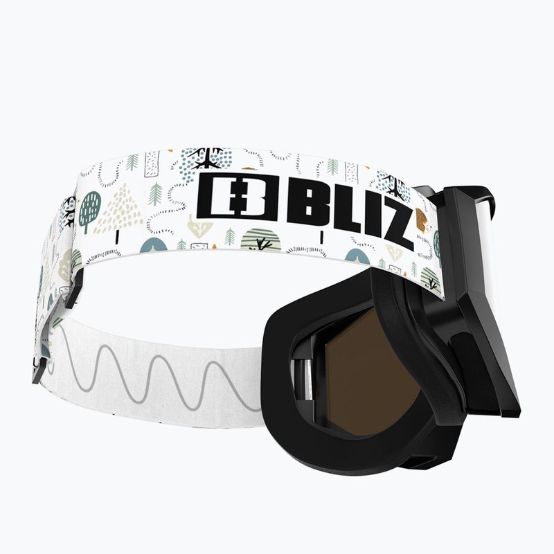 Vaikiški slidinėjimo akiniai Bliz Liner Jr black white logo/brown&silver mirror 5