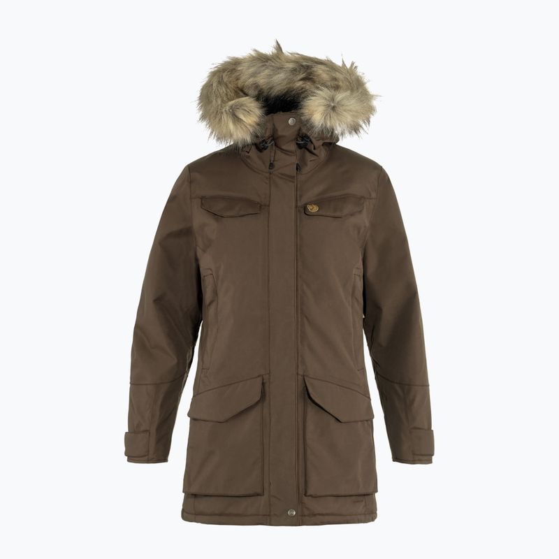Moteriškas šiltas paltas Fjällräven Nuuk Parka tamsios ąžuolo spalvos