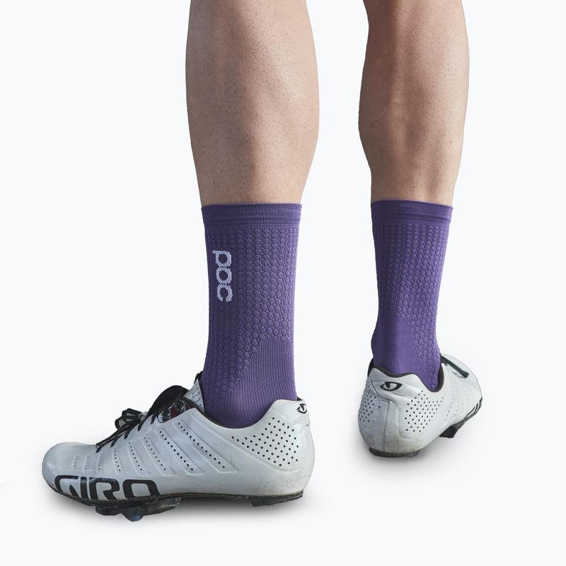 POC Flair Mid violetinės ametisto/vandenilio baltumo dviratininko kojinės 4