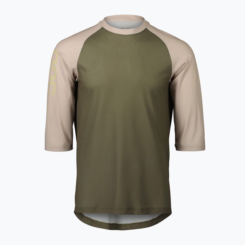 Vyriški POC MTB Pure 3/4 epidote green/light sandstone beige dviratininkų marškinėliai