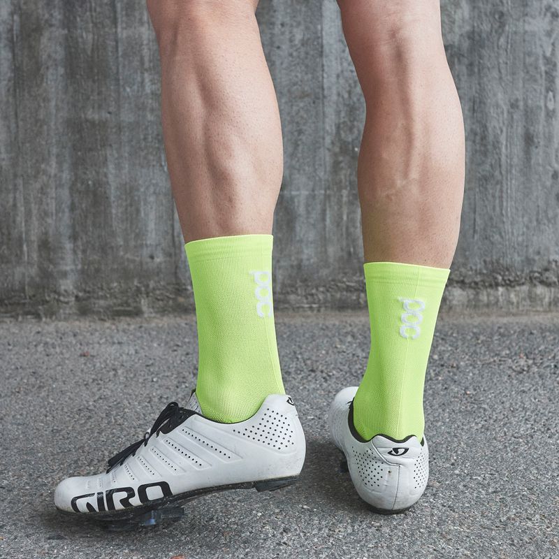 POC Fluo Sock Mid fluorescencinės geltonos/žalios spalvos dviratininko kojinės 8
