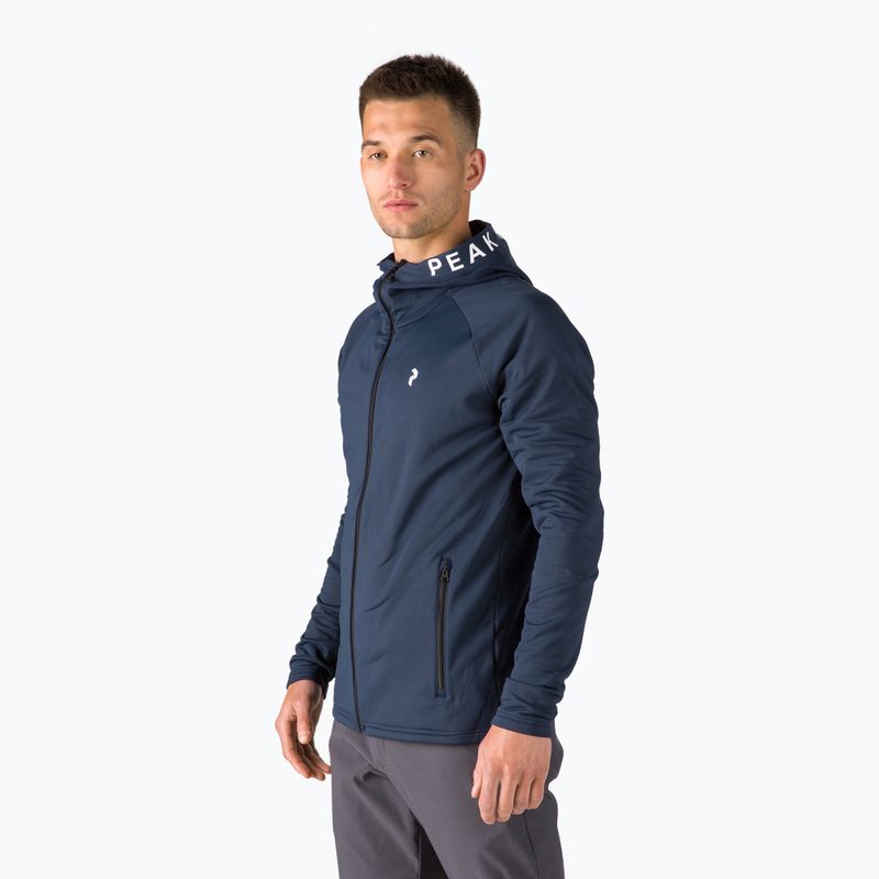 Vyriški džemperiai Peak Performance Rider Zip Hood su gobtuvu trekkingui tamsiai mėlyna G77244020