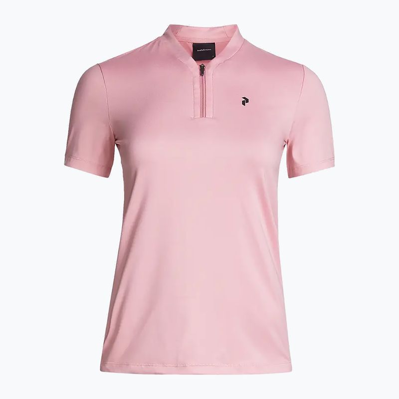 Moteriški trekingo marškinėliai Peak Performance Turf Zip rausvos spalvos G77179090