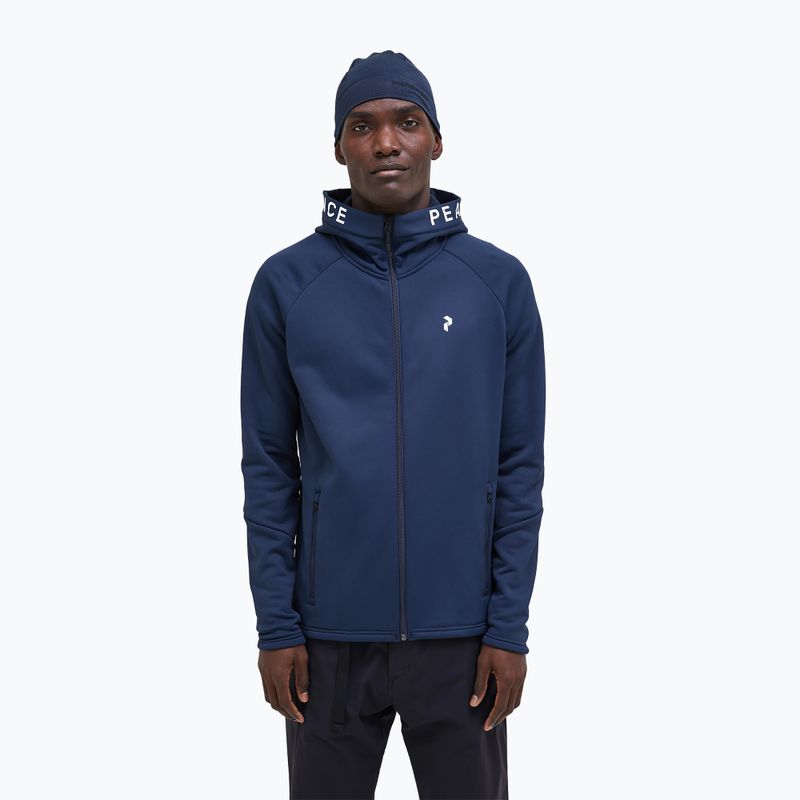 Vyriški džemperiai Peak Performance Rider Zip Hood su gobtuvu trekkingui tamsiai mėlyna G78833030