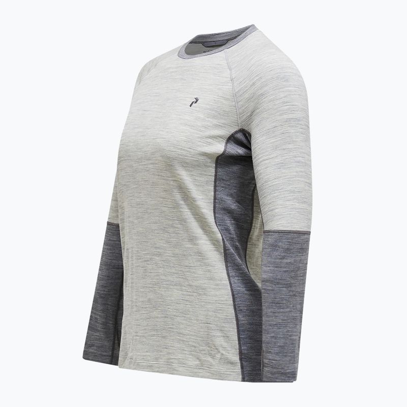 Moteriški termoaktyvūs marškinėliai ilgomis rankovėmis Peak Performance Magic Crew Wool-Blend Baselayer medium grey melange 6