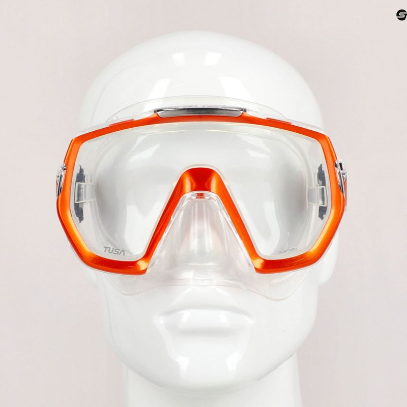 TUSA Freedom Elite oranžinės ir skaidrios spalvos nardymo kaukė M-1003 7