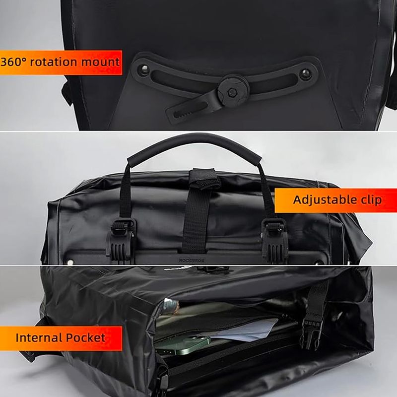 Dviračio krepšiai Rockbros 30140022001 Bicycle Pannier Bag 2pcs black 2