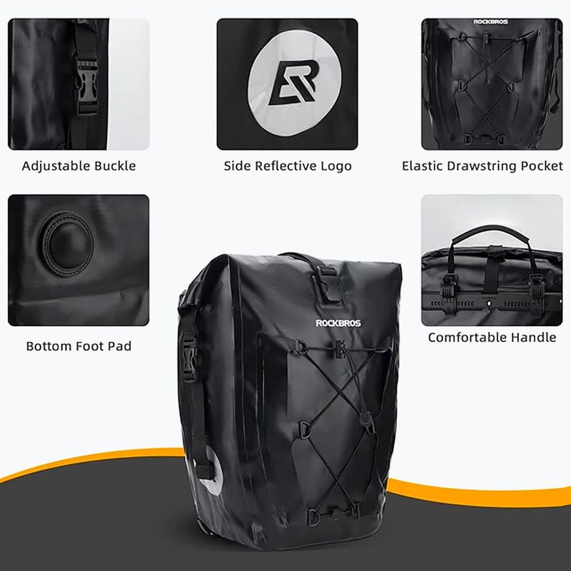Dviračio krepšiai Rockbros 30140022001 Bicycle Pannier Bag 2pcs black 4