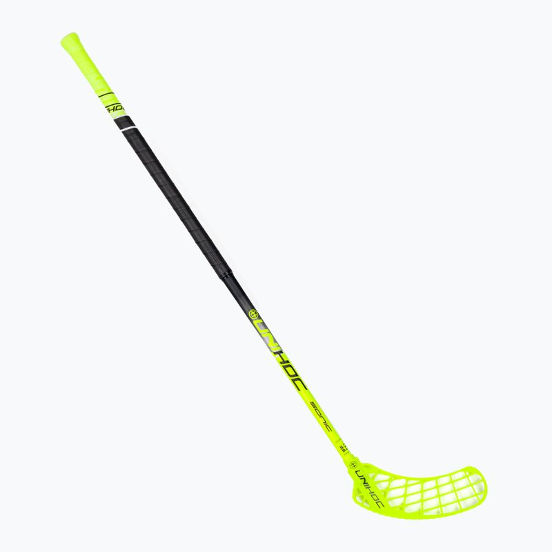 UNIHOC Sonic Composite 26 geltonai-juoda kairiarankio florbolo lazda 03543