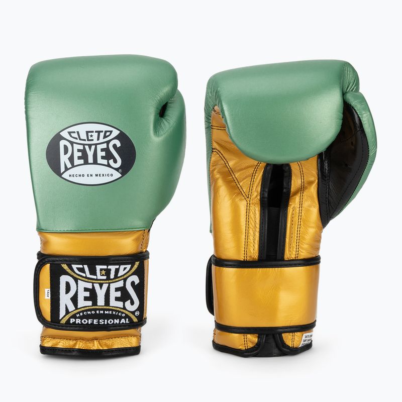 Bokso pirštinės Cleto Reyes Velcro Sparring metalic green/gold wbc
