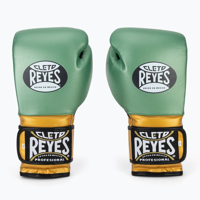 Bokso pirštinės Cleto Reyes Velcro Sparring metalic green/gold wbc 2