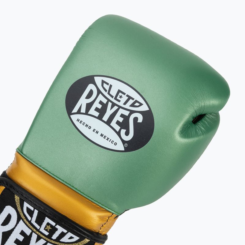 Bokso pirštinės Cleto Reyes Velcro Sparring metalic green/gold wbc 5