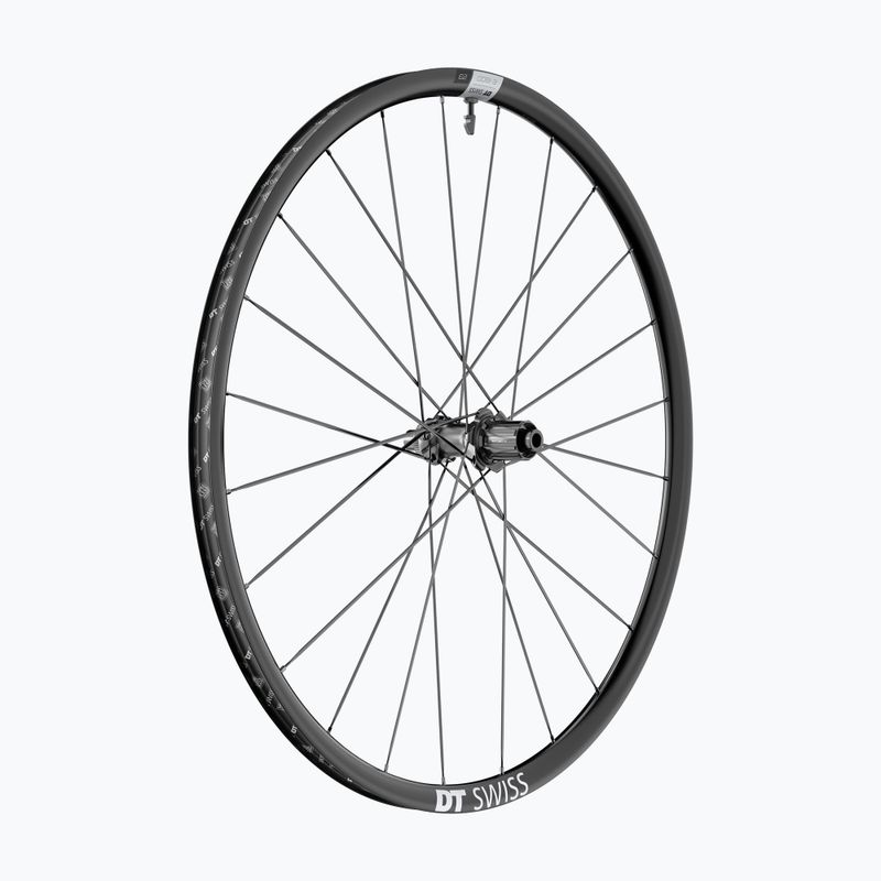 DT Swiss E 1800 SP 700C CL 23 12/142 ASF11 juodas galinis dviračio ratas