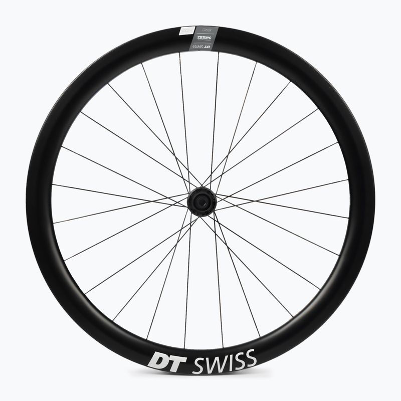 DT Swiss ERC 1400 DI 700C CL 45 12/100 anglies juodos spalvos priekinis dviračio ratas WERC140AIDXCA18229
