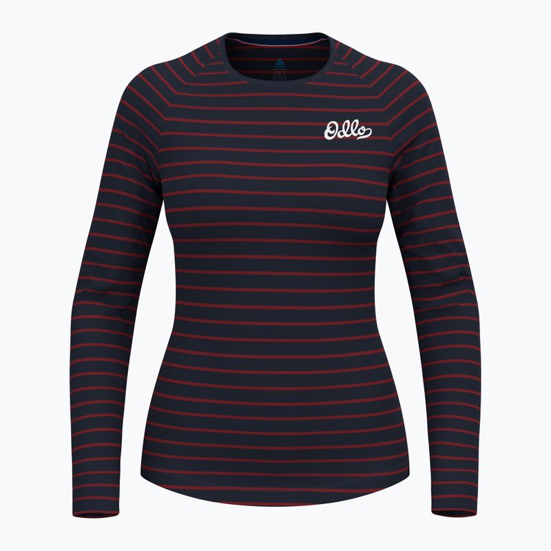 Termoaktyvūs moteriški marškinėliai ilgomis rankovėmis ODLO Warm Originals Stripes Bl Top Crew Neck dark saphire 4