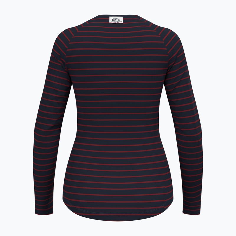 Termoaktyvūs moteriški marškinėliai ilgomis rankovėmis ODLO Warm Originals Stripes Bl Top Crew Neck dark saphire 5