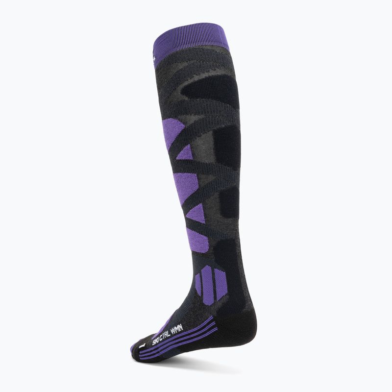 "X-Socks Ski Control 4.0" slidinėjimo kojinės su anglies melanžu ir violetine spalva 2