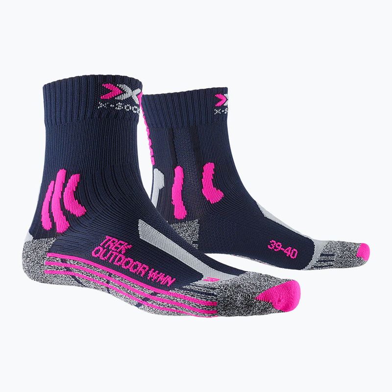 Moteriškos trekingo kojinės X-Socks Trek Outdoor midnight blue/pink/lt grey melange 4