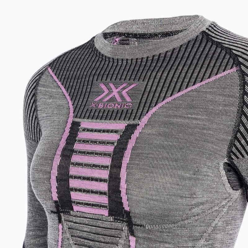 Moteriški termoaktyvūs marškinėliai X-Bionic Merino black/grey/magnolia 3