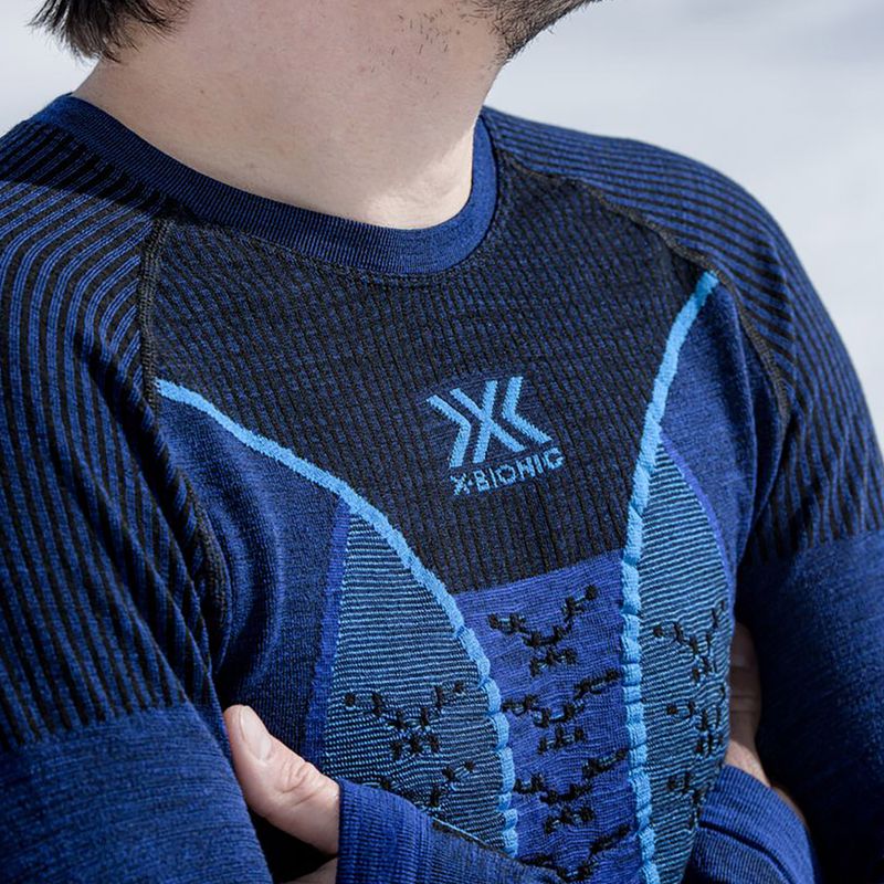 Vyriški termoaktyvūs marškinėliai X-Bionic Merino dark ocean/sky blue 6