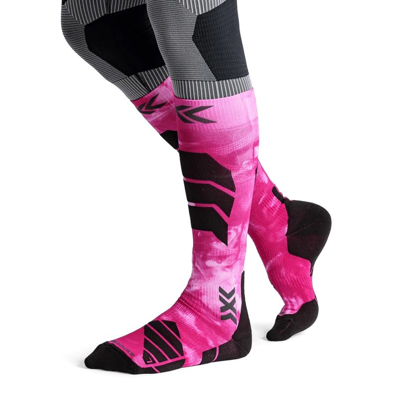 Slidinėjimo kojinės X-Socks Ski Expert Wild Otc x black/fluo pink 4