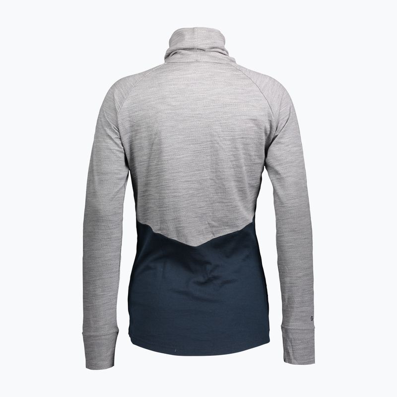 Moteriški termoaktyvūs marškinėliai SCOTT Defend Merino High Neck light grey melange/dark blue 2