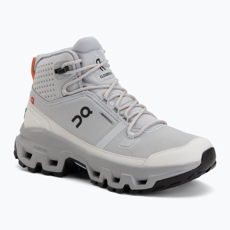 Moteriški turistiniai batai On Cloudrock Mid Waterproof glacier/alloy