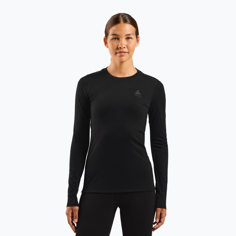 Moteriški termoaktyvūs marškinėliai ODLO Merino 160 Bl Top Crew Neck black