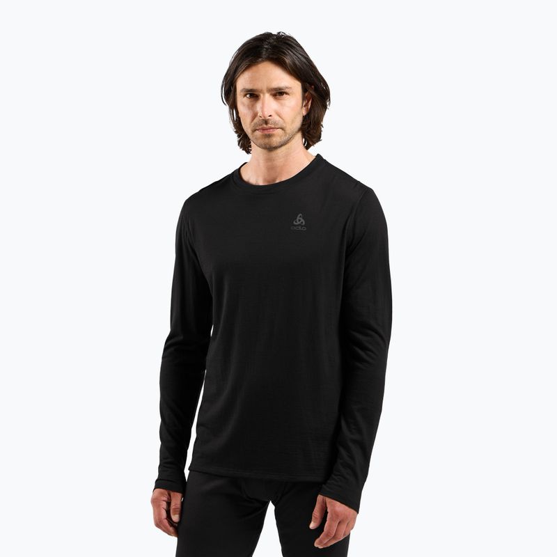 Vyriški termoaktyvūs marškinėliai ODLO Merino 160 Bl Top Crew Neck black