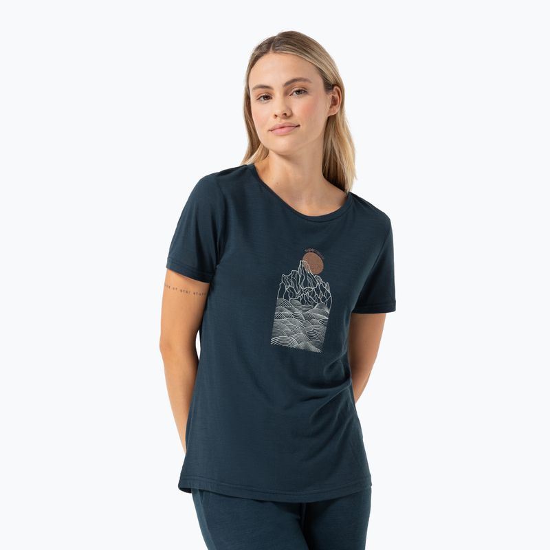 Moteriški marškinėliai super.natural Preikestolen Cliffs Tee blueberry/feather grey/copper