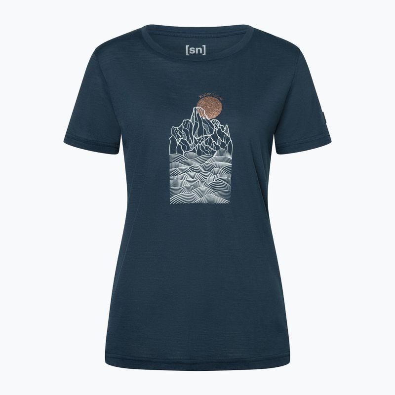 Moteriški marškinėliai super.natural Preikestolen Cliffs Tee blueberry/feather grey/copper 3