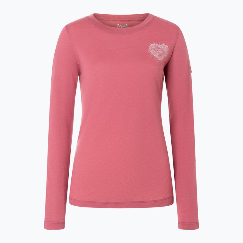 Moteriški marškinėliai ilgomis rankovėmis super.natural Little Heartwood mauve wood/white stone 4