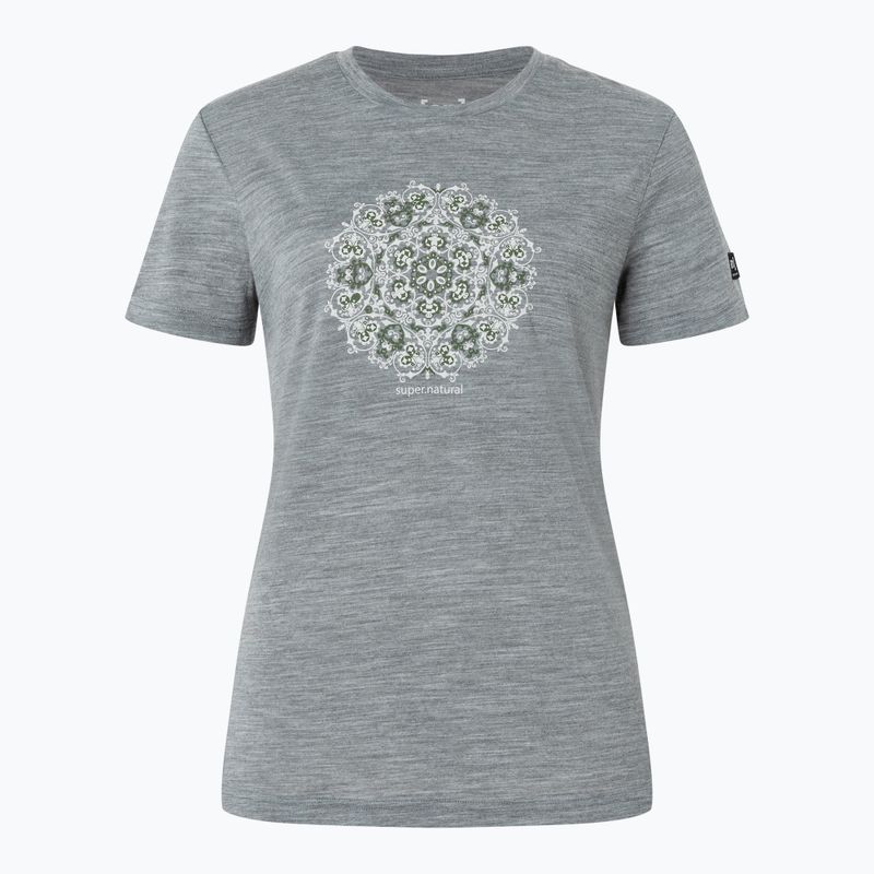 Moteriški marškinėliai super.natural Ornament Tee cashmere grey melange/leaf melange/white stone 4